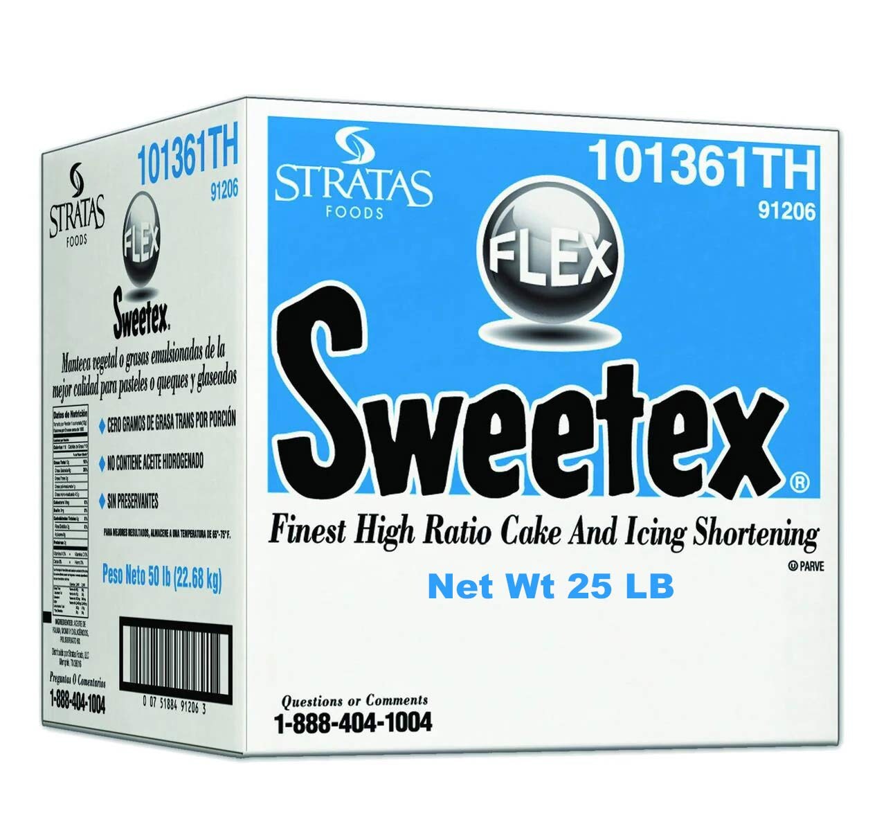 Sweetex 25 LB High Ratio Cake and Icing Shortening Smooth White Finish Trans Fat Free Base